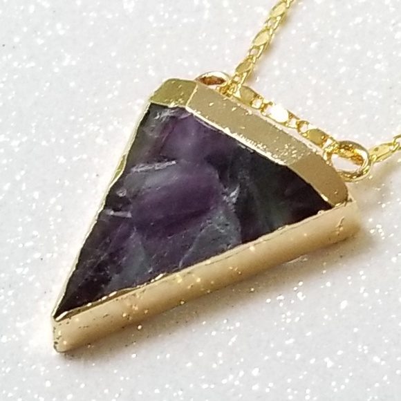 Rainbow fluorite gold plated chain necklace - Picture 3 of 6